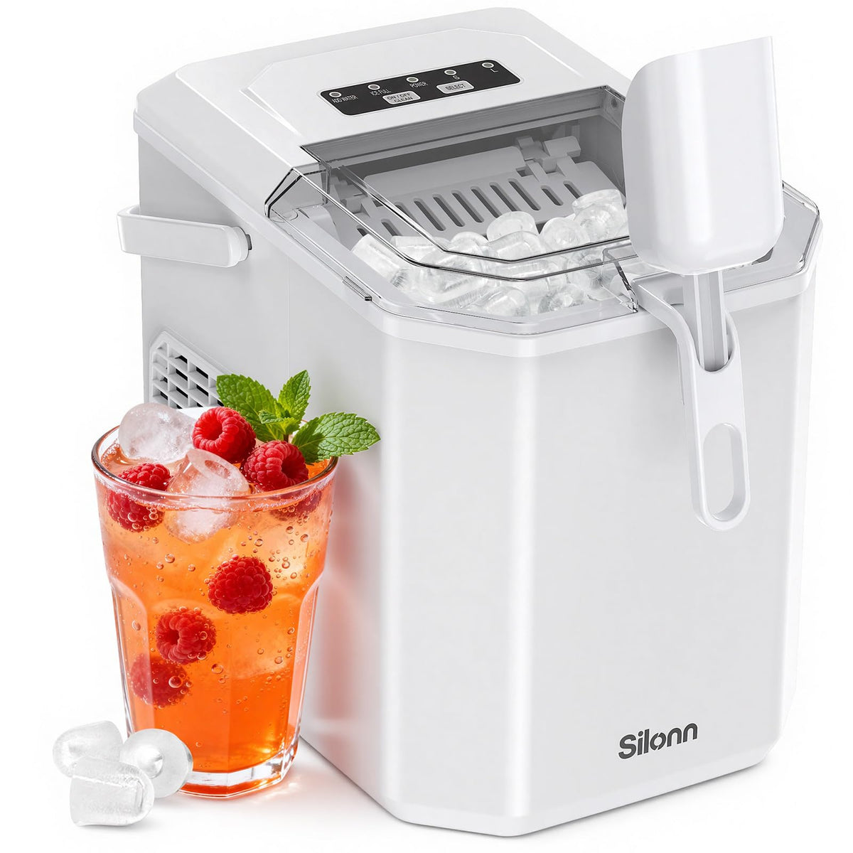 Silonn Countertop Ice Maker, Ice Makers Countertop with 2.5L Expandable Ice Basket & 1.8L Water Tank, 26Lbs/24H, 9 Bullet Ice in 6 Mins, Self-Cleaning, 2 Ice Sizes for Home Kitchen Jansha Store