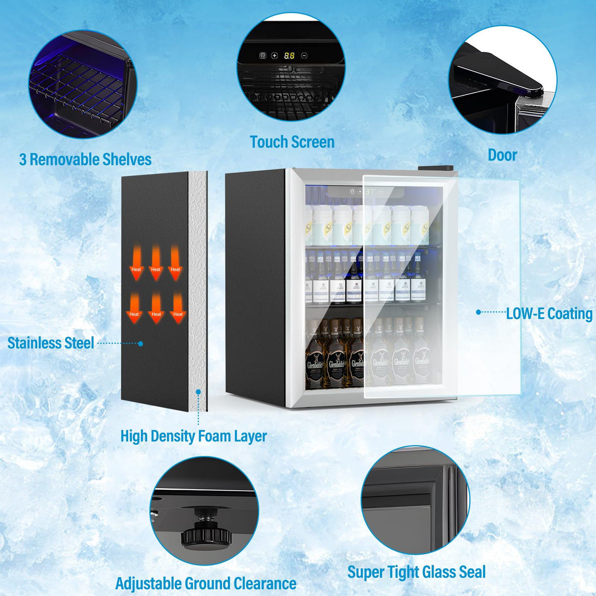Erivess 24 Can Mini Fridge, 0.6 Cu.ft Beverage Refrigerator Cooler, Black Jansha Store