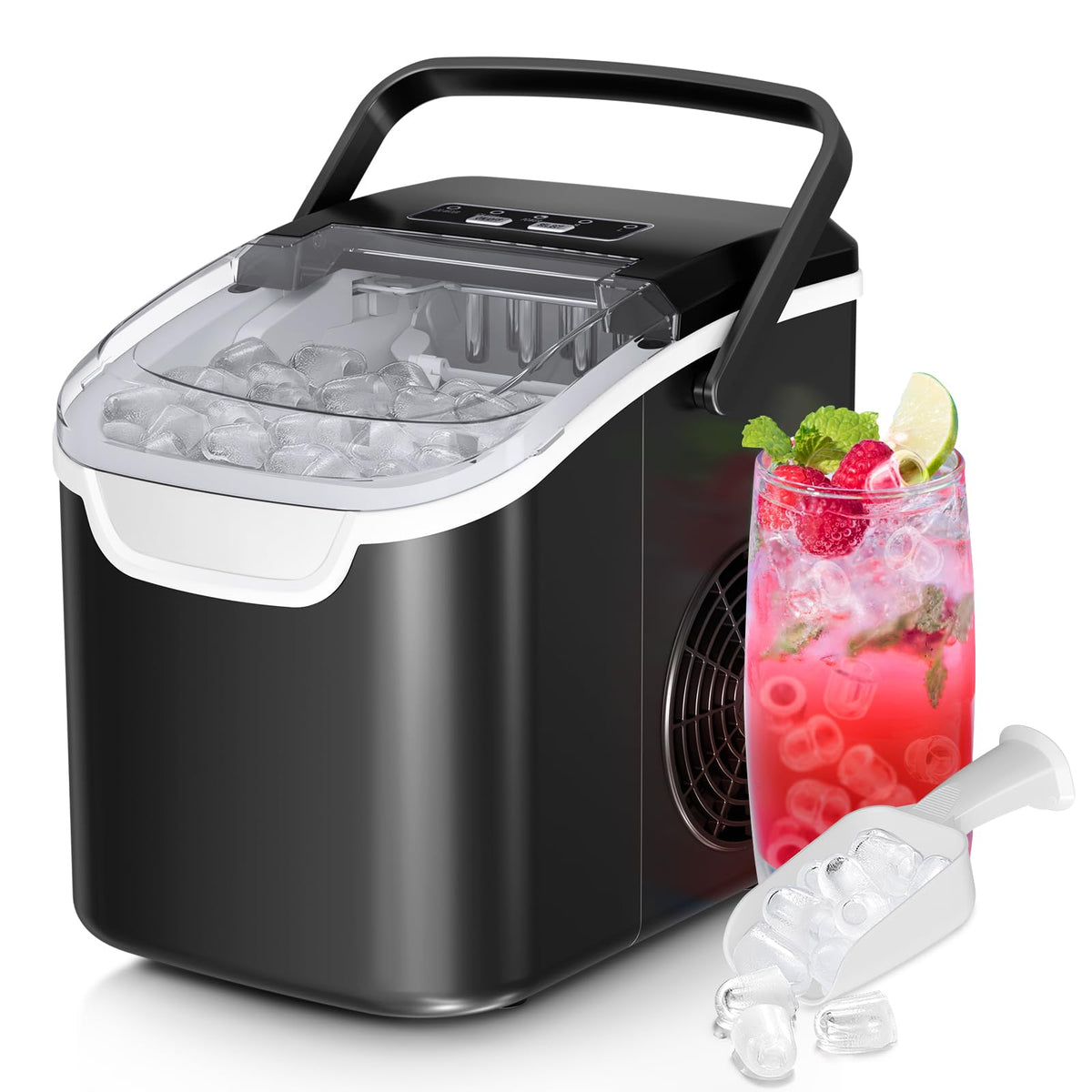 Countertop Ice Maker Machine, 8 Ice Cubes in 6 mins, 26lb/Day Bullet Ice with 2 Sizes- Portable Mini, Energy Saving & Basket/Scoop for Home/Party/Travel/Camping/Bar,Purple Jansha Store