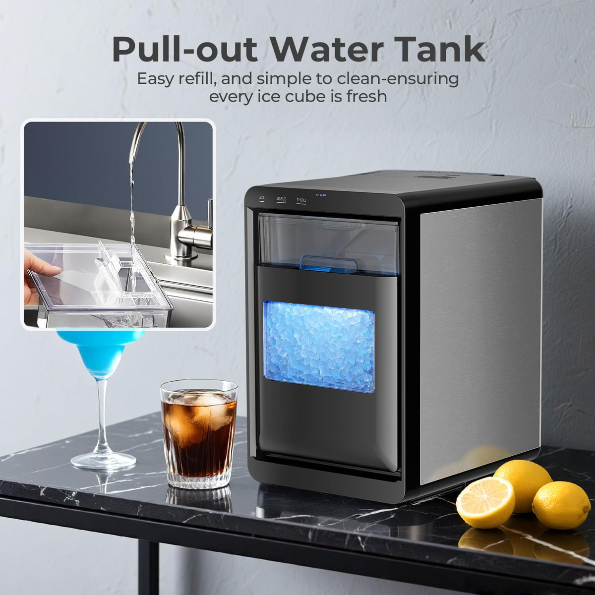 Countertop Ice Maker Machine, 8 Ice Cubes in 6 mins, 26lb/Day Bullet Ice with 2 Sizes- Portable Mini, Energy Saving & Basket/Scoop for Home/Party/Travel/Camping/Bar,Purple Jansha Store