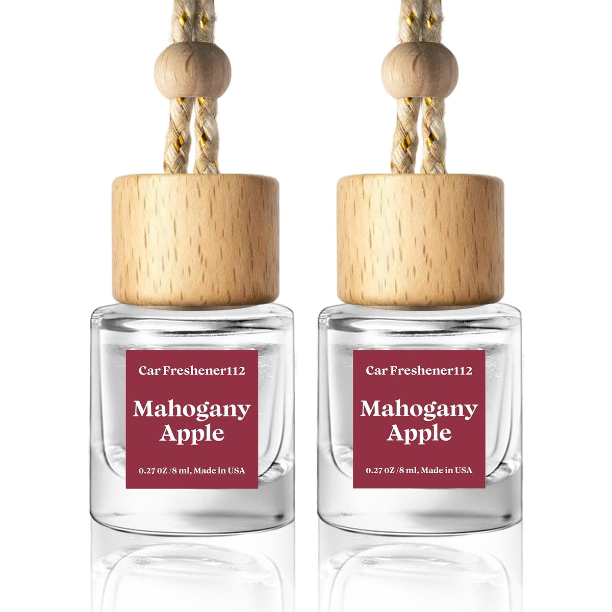 C Classy Car Air Freshener Hanging 2 Pack, Mahogany Teakwood Essential Oil Diffuser, Cute Glass Bottle, Long-Lasting Fragrance Car Accessories for Women & Men, Made in USA Jansha Store