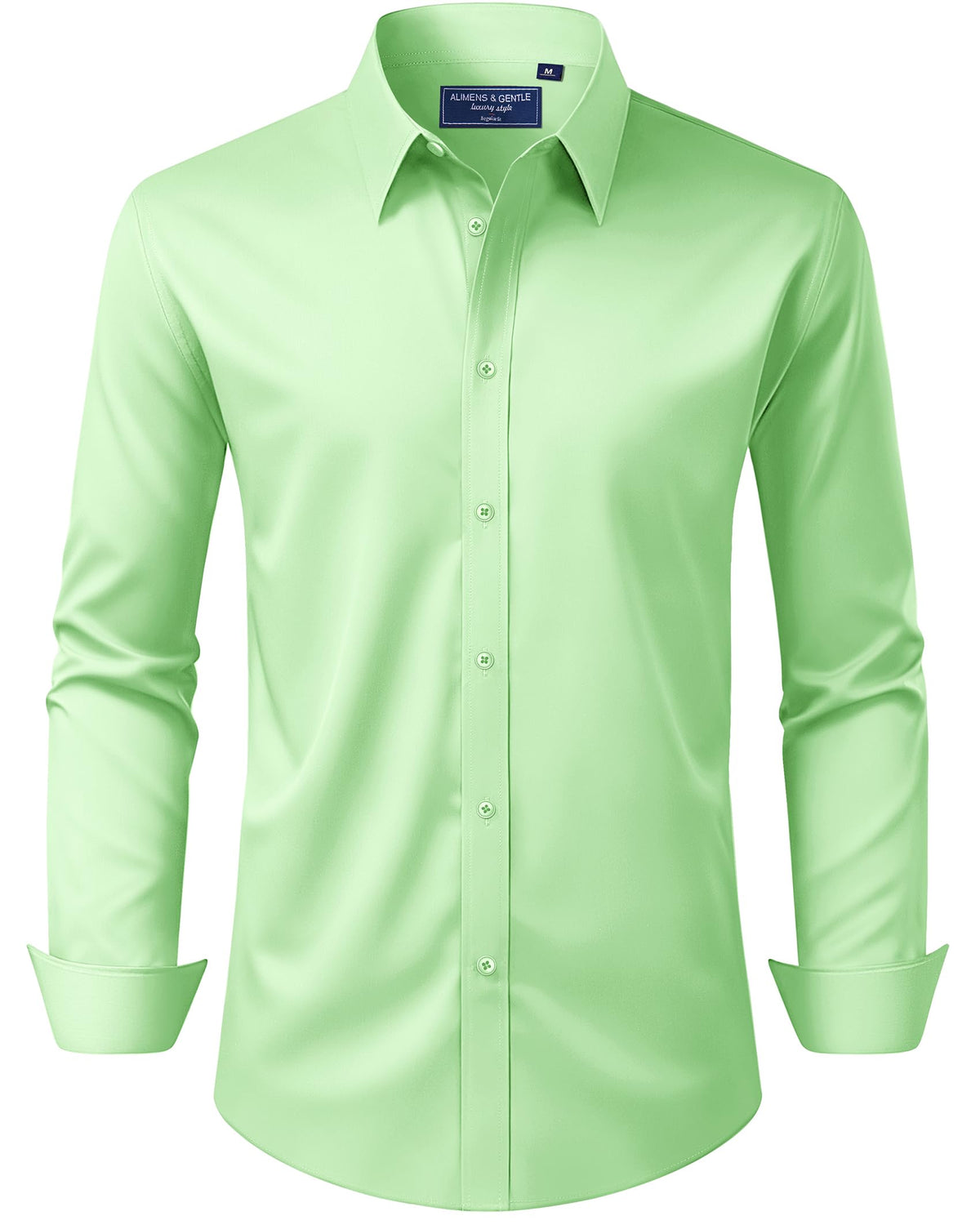Alimens & Gentle Men's Dress Shirt Regular Fit Stretch Stain Shield Long Sleeve Solid Business Wedding Button Down Shirts Jansha Store