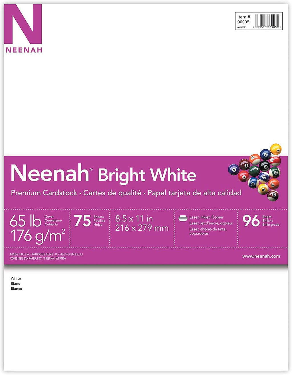 Astrobrights/Neenah Bright White Cardstock, 8.5" x 11", 65 lb, 75 Sheets Jansha Store