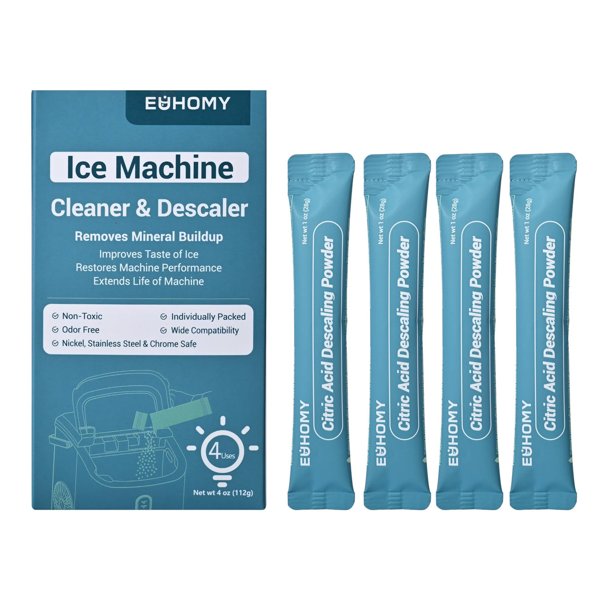 EUHOMY Ice Maker Cleaner & Descaler, 24 Uses & Individually Packed Jansha Store