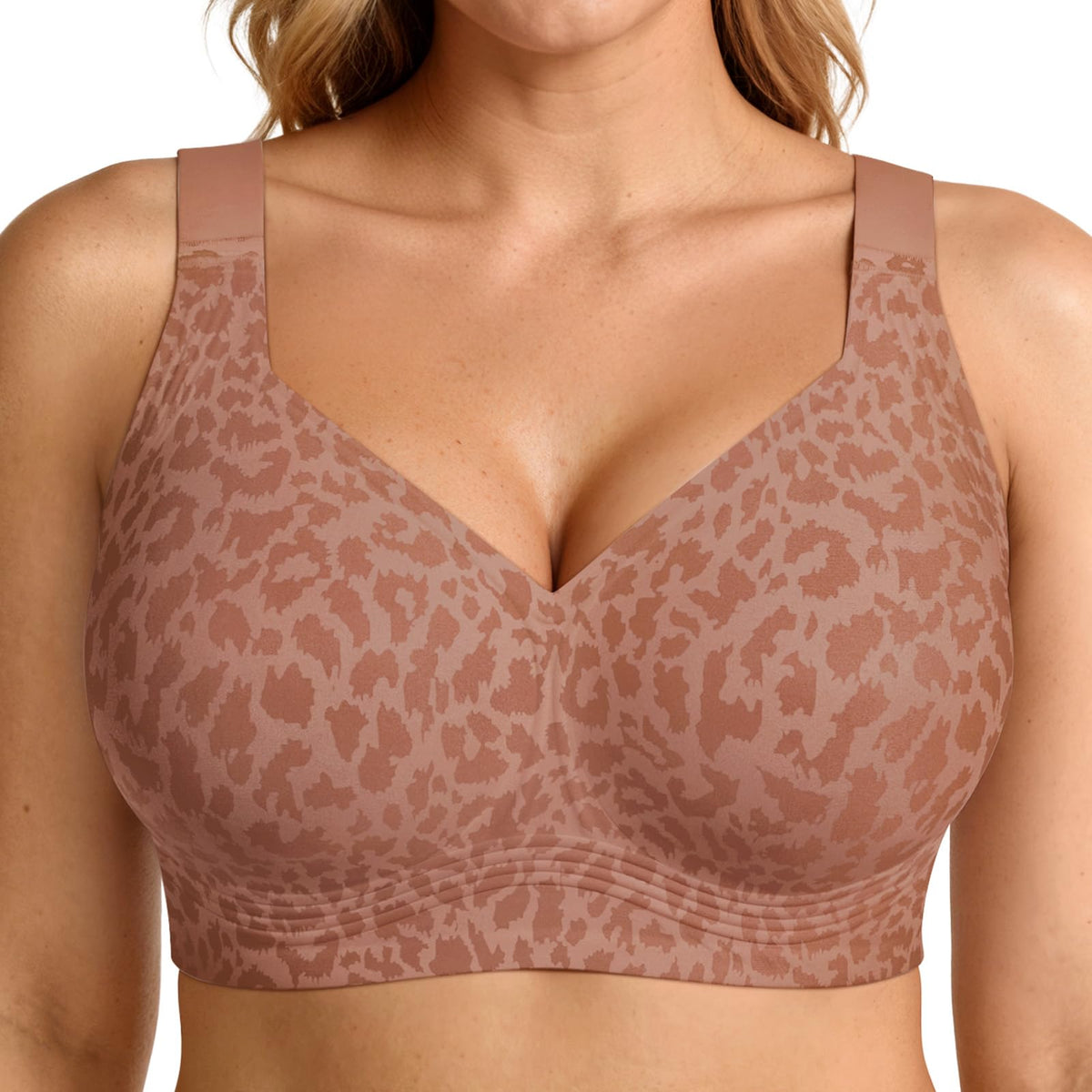 Wireless jelly bra in chocolate brown with smooth jelly cups and adjustable straps