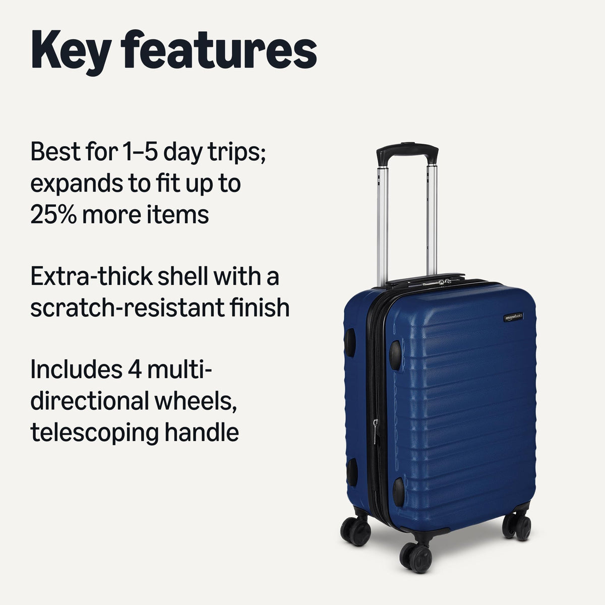 Amazon Basics 3-Piece Hardshell Suitcases Set (21", 26", 30"), Expandable For Up to 25% More Space, With Scratch-Resistant Finish, Four Multi-Directional Wheels, Rose Gold Jansha Store