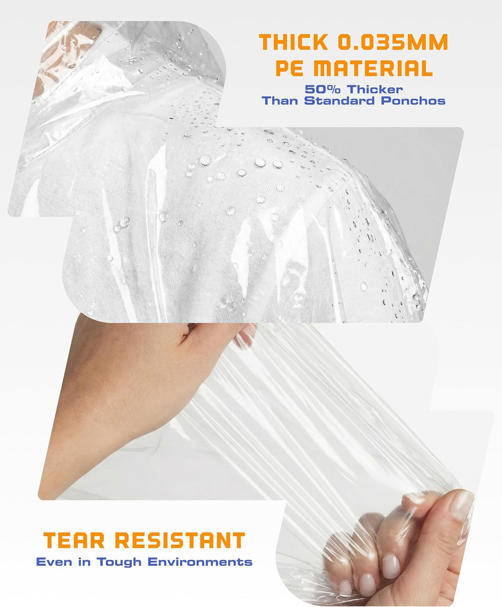 Hagon PRO Disposable Rain Ponchos for Adults, Hooded Poncho, Family 5 Pack Jansha Store