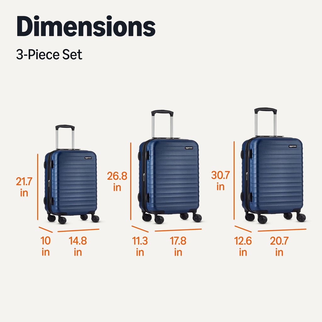 Amazon Basics 3-Piece Hardshell Suitcases Set (21", 26", 30"), Expandable For Up to 25% More Space, With Scratch-Resistant Finish, Four Multi-Directional Wheels, Rose Gold Jansha Store