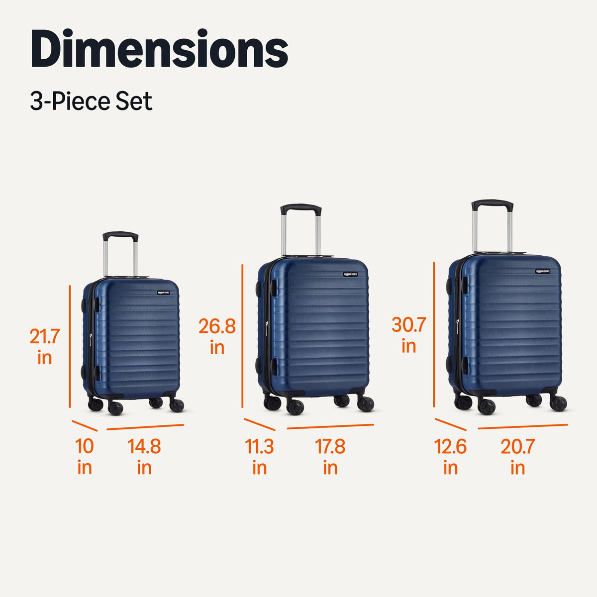 Amazon Basics 3-Piece Hardshell Suitcases Set (21", 26", 30"), Expandable For Up to 25% More Space, With Scratch-Resistant Finish, Four Multi-Directional Wheels, Rose Gold Jansha Store