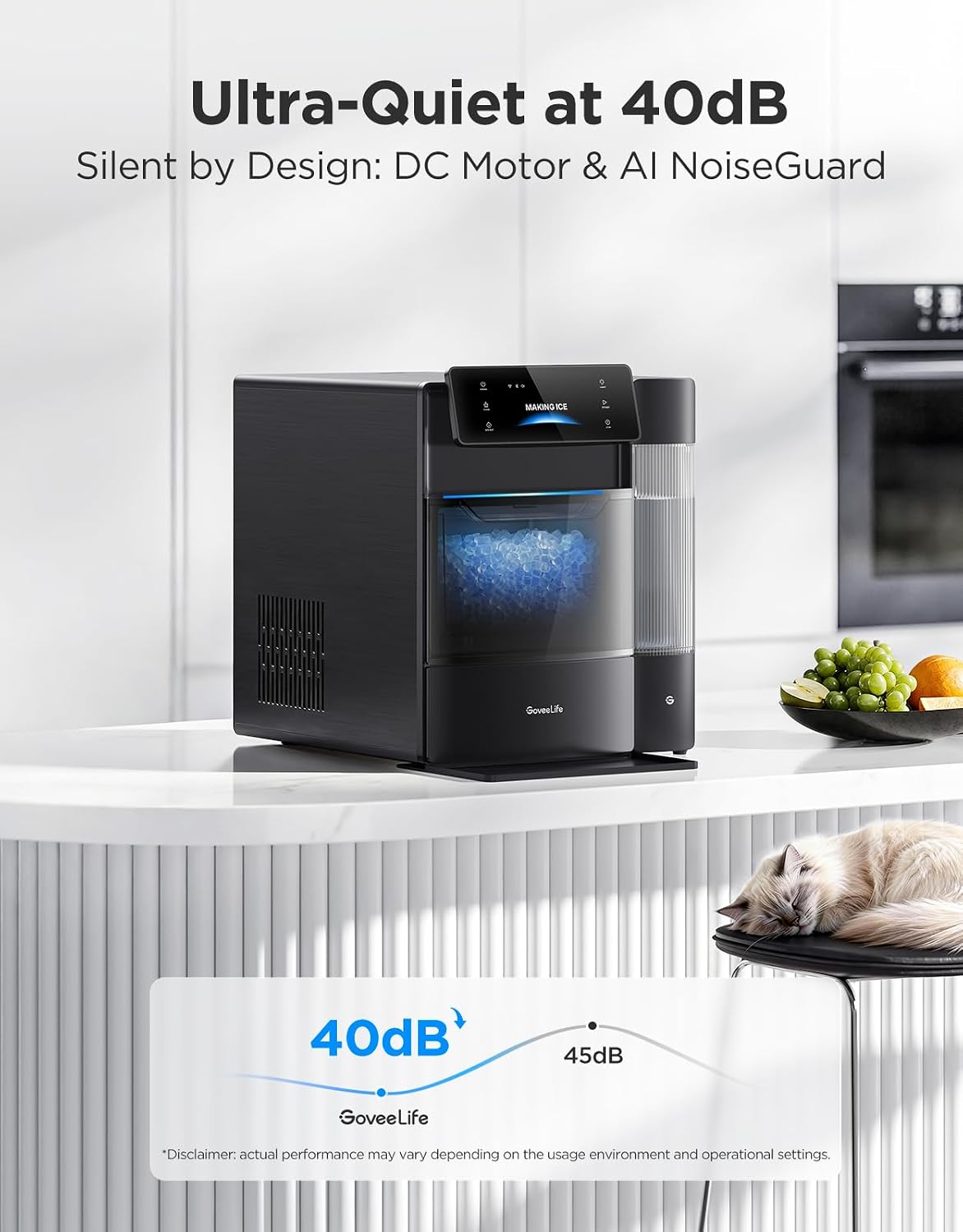 GoveeLife Smart Nugget Ice Maker Pro, 60lbs Daily, 6-Minute Ice, 40dB Jansha Store