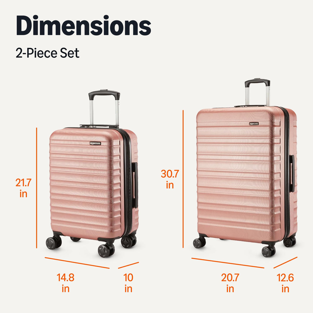 Amazon Basics 3-Piece Hardshell Suitcases Set (21", 26", 30"), Expandable For Up to 25% More Space, With Scratch-Resistant Finish, Four Multi-Directional Wheels, Rose Gold Jansha Store