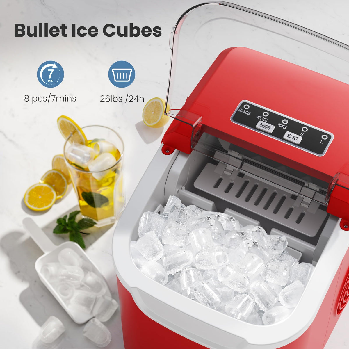 Crzoe Countertop Ice Maker, 26Lbs/24H, 2 Sizes of Ice, Self-Cleaning,Green Jansha Store