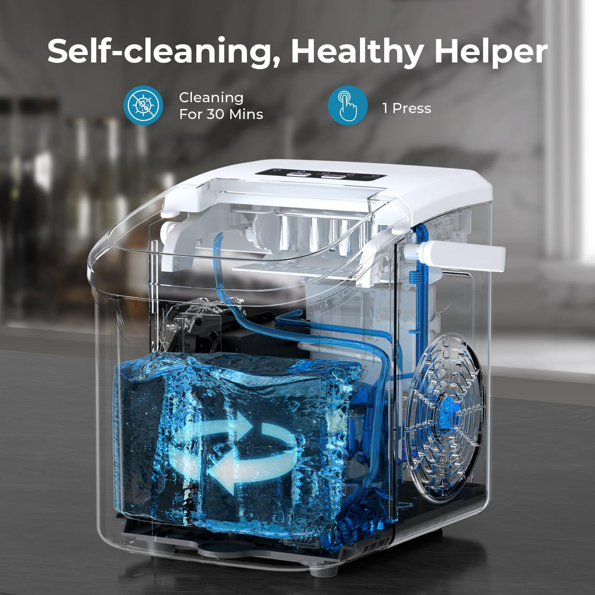 Countertop Ice Maker Machine, 8 Ice Cubes in 6 mins, 26lb/Day Bullet Ice with 2 Sizes- Portable Mini, Energy Saving & Basket/Scoop for Home/Party/Travel/Camping/Bar,Purple Jansha Store