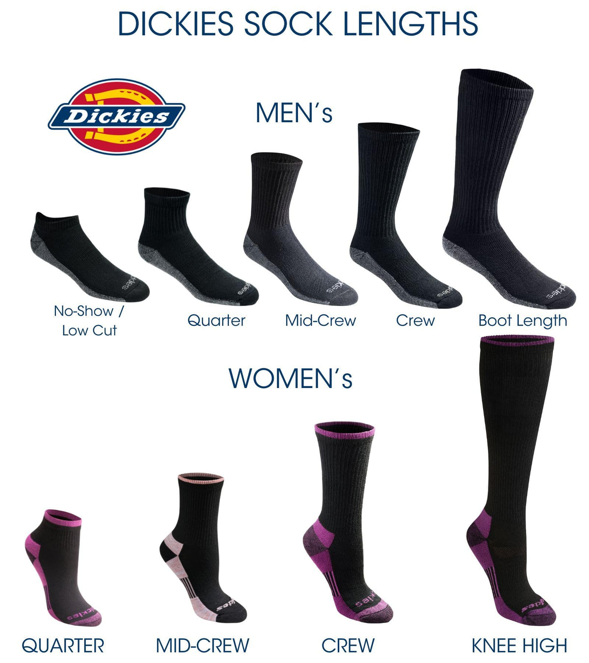Dickies Dri-tech crew socks in black folded neatly, showing soft knit texture