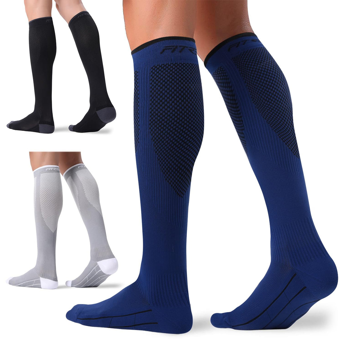 FITRELL 3 Pairs Compression Socks for Women and Men 20-30mmHg-Circulation Support Socks Jansha Store