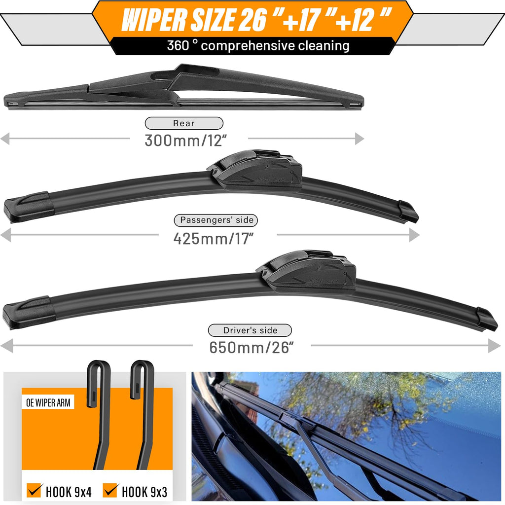 AUTOBOO Windshield Wiper Blade Replacement for Toyota RAV4 Mazda 5 Jansha Store