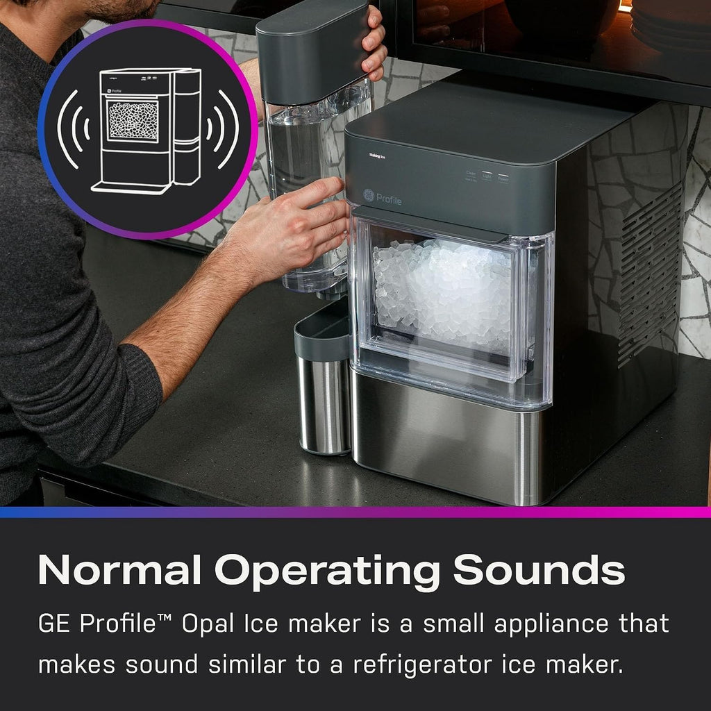GE Profile Opal Ultra, Countertop Nugget Ice Maker, 1 Gal XL Side Tank, *Amazon Exclusive*, 38 lbs/Day, Pebble Pellet Crushed Ice Machine, WiFi Black Stainless Steel Jansha Store