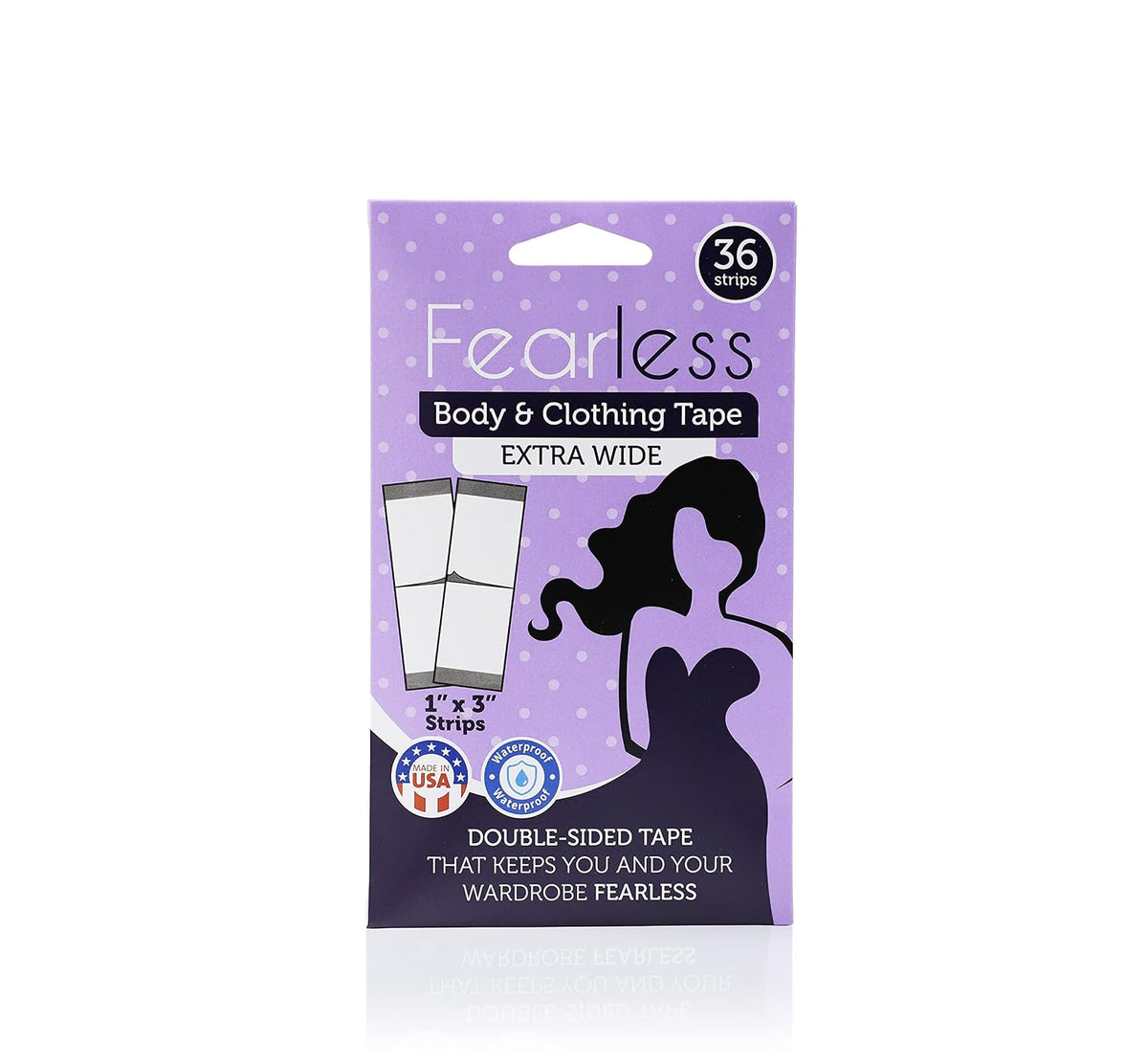 Fearless Tape extra wide double sided fashion tape strips laid out on a flat surface