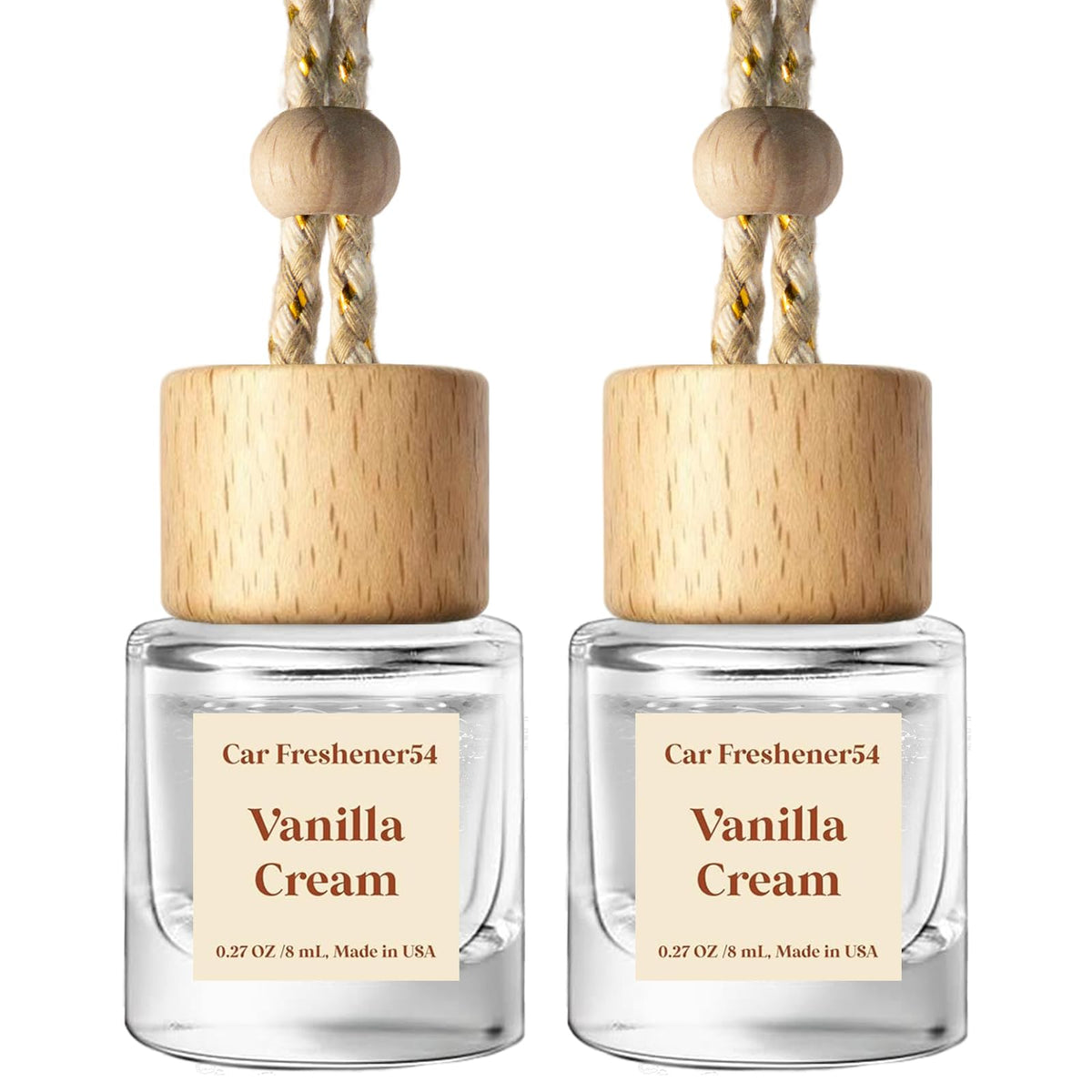 C Classy Car Air Freshener Hanging 2 Pack, Mahogany Teakwood Essential Oil Diffuser, Cute Glass Bottle, Long-Lasting Fragrance Car Accessories for Women & Men, Made in USA Jansha Store