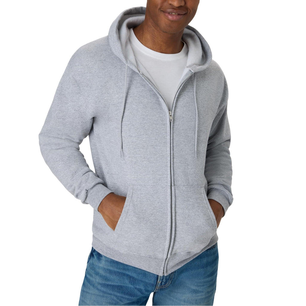 Men's full-zip hoodie shown in a relaxed fit, three-quarter angle