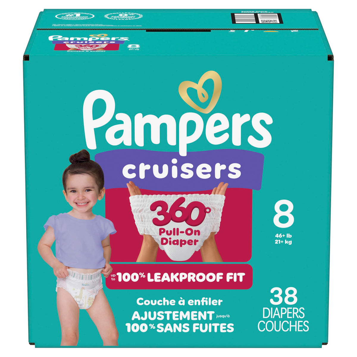 Pampers Diapers - Cruisers 360 - Size 5, 128 Count, up to 100% Leakproof Pull-On Diaper for Active Babies Jansha Store