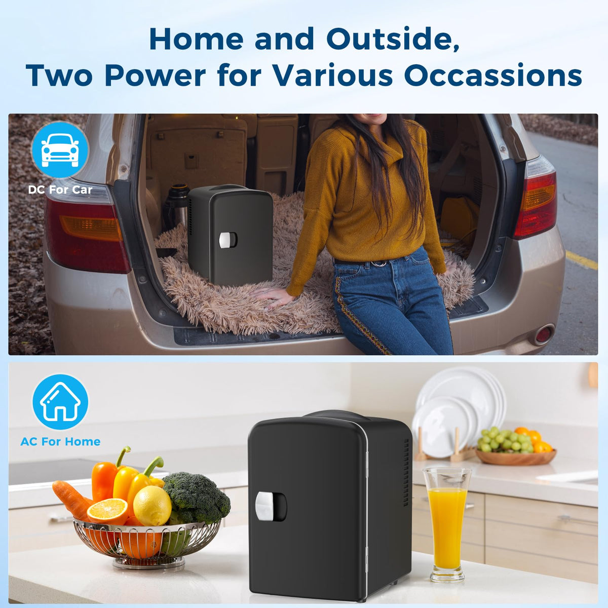 Antarctic Star Compact Refrigerator,Small Cooler for Cosmetics, Beverage and Food,Portable Mini Fridge,Skin Care 4L Capacity/6 Cans, for Bedroom, Car, Office & Dorm,White Jansha Store