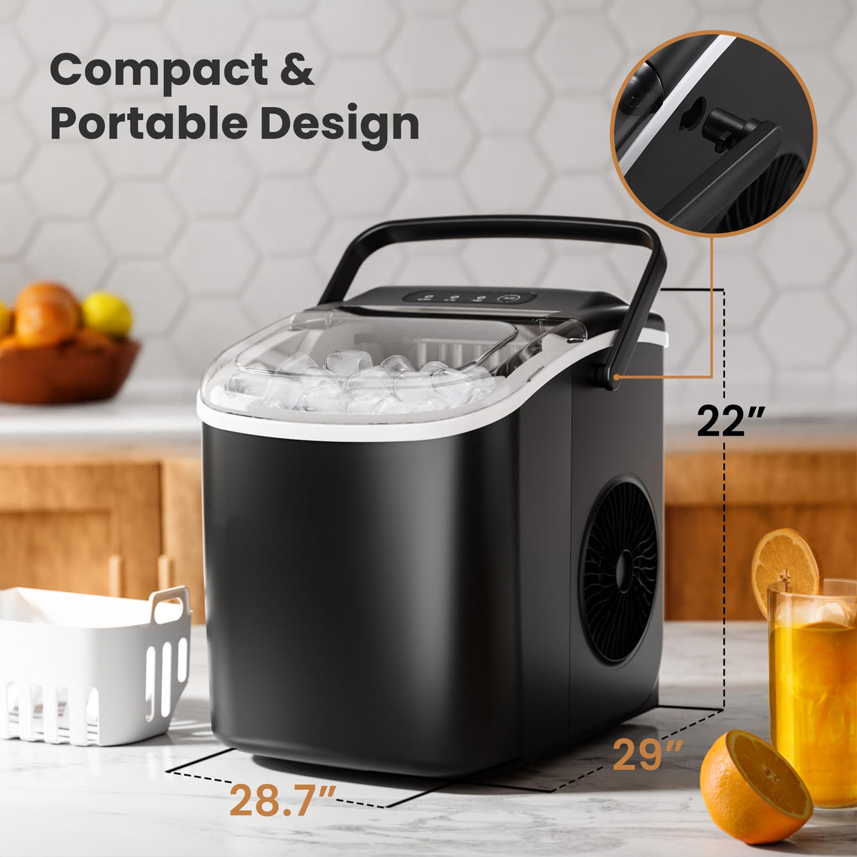 Crzoe Countertop Ice Maker, 26Lbs/24H, 2 Sizes of Ice, Self-Cleaning,Green Jansha Store