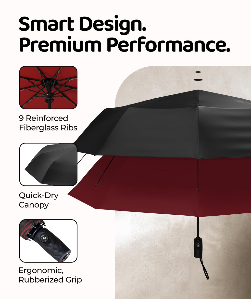 Windproof Travel Umbrella - Compact & Withstands Winds up to 100MPH, Strongest Premium Auto Folding Umbrella for Rain and Sun - Durable, Light & Portable for Women & Men, Fits Backpack & Cars Jansha Store