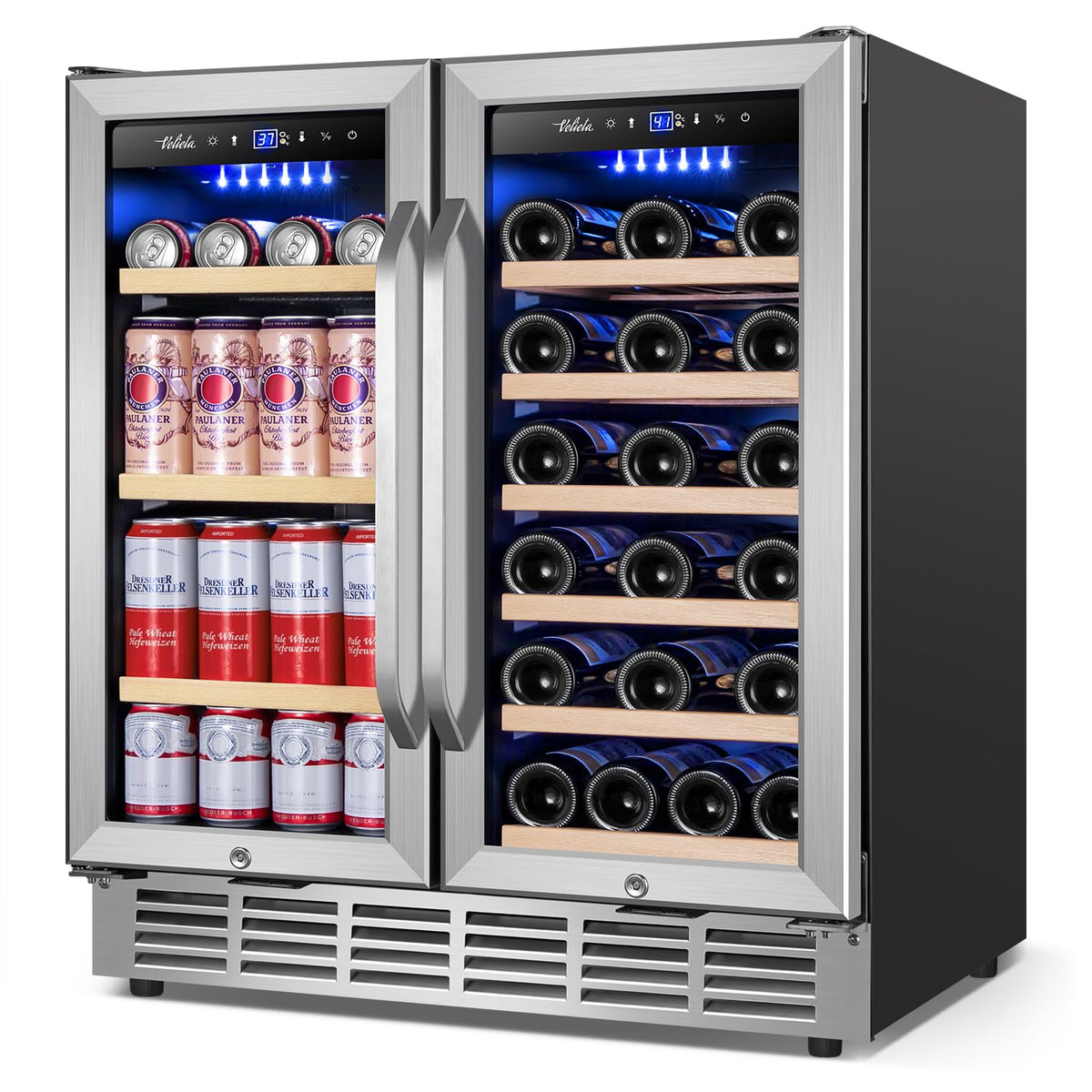 24 Inch Upgraded Dual Zone Wine and Beverage Refrigerator Cooler Jansha Store