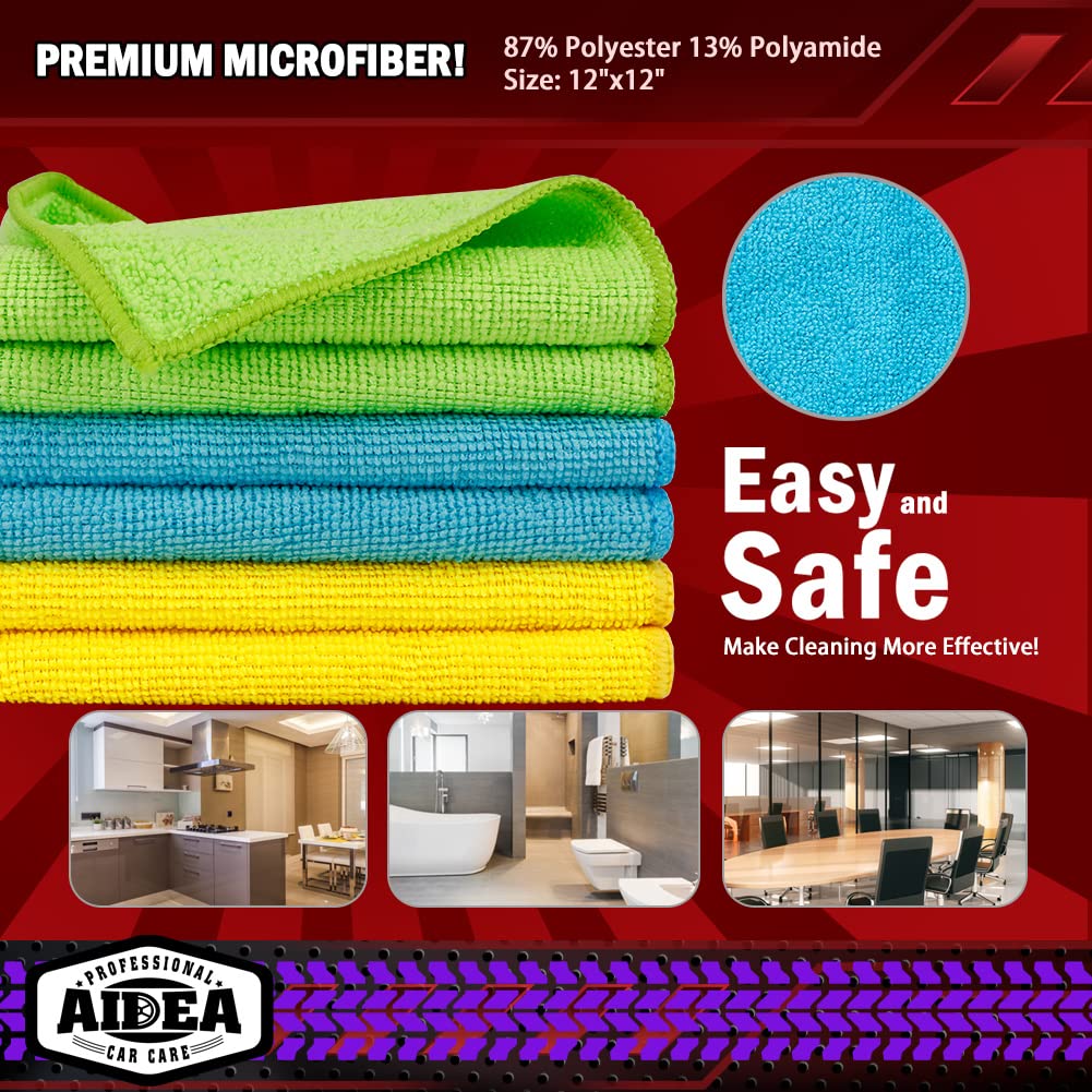 AIDEA Microfiber Cleaning Cloth-50PK, Microfiber Towels for Cars, 12"×12" Jansha Store