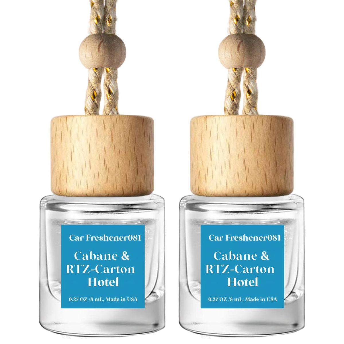 C Classy Car Air Freshener Hanging 2 Pack, Mahogany Teakwood Essential Oil Diffuser, Cute Glass Bottle, Long-Lasting Fragrance Car Accessories for Women & Men, Made in USA Jansha Store