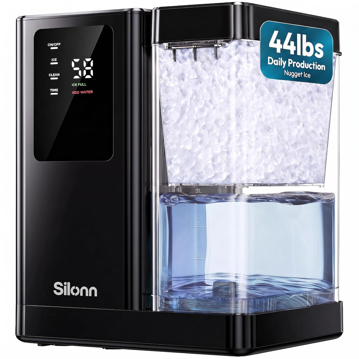 Silonn Ice Maker Countertop, 9 Cubes Ready in 6 Mins, 26lbs in 24Hrs, Self-Cleaning Ice Machine with Ice Scoop and Basket, 2 Sizes of Bullet Ice for Home Kitchen Office Bar Party Jansha Store