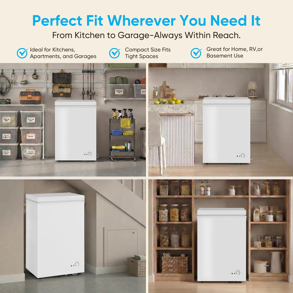 TABU 5.0 Cubic Feet Chest Freezer, Compact Deep Freezer, Black Jansha Store