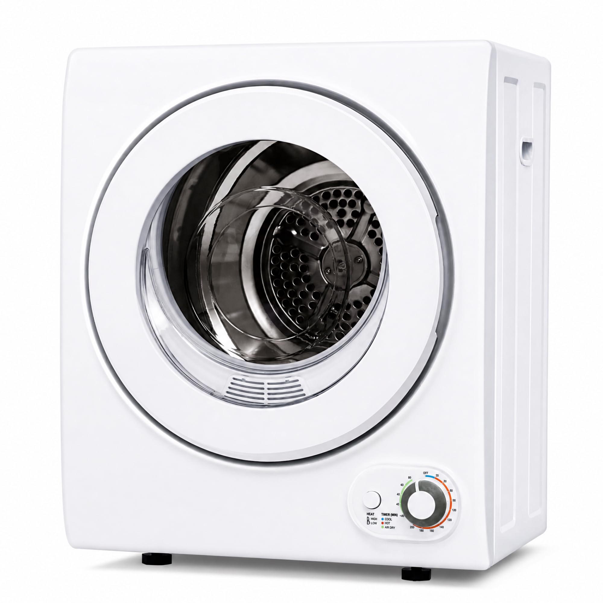 Euhomy Compact Laundry Dryer, 3.5 cu ft Front Load Stainless Steel Clothes Dryers With Exhaust Pipe, 1500W, LCD Control Panel Four-Function Portable Dryer For Apartments, Home, Dorm, White Jansha Store