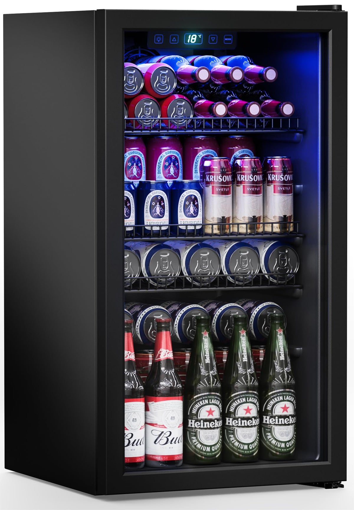 18L Beverage Refrigerator Cooler, 24-Can Mini Fridge with Glass Door Jansha Store