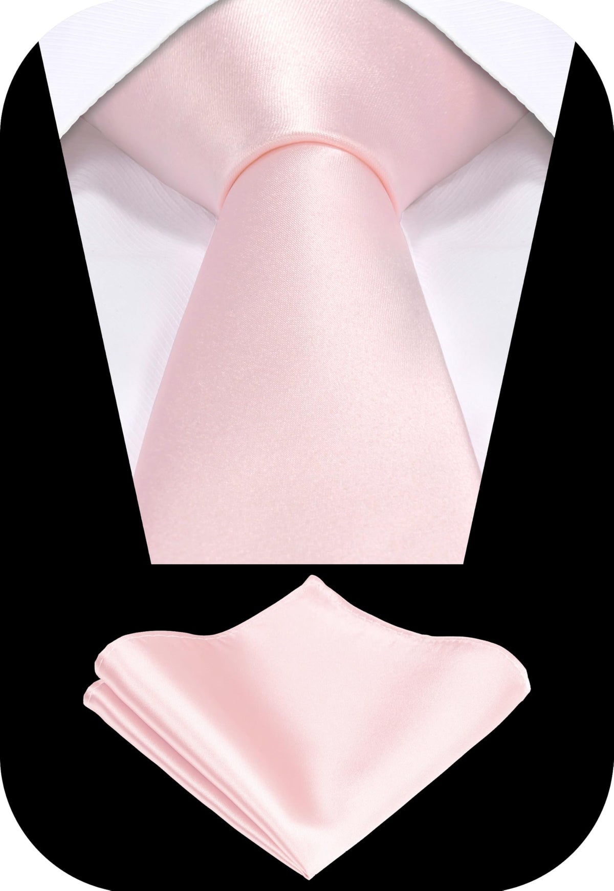 TIE G Solid Satin Woven dyed Color Formal Black Necktie and Pocket Square Sets in Gift Box Jansha Store