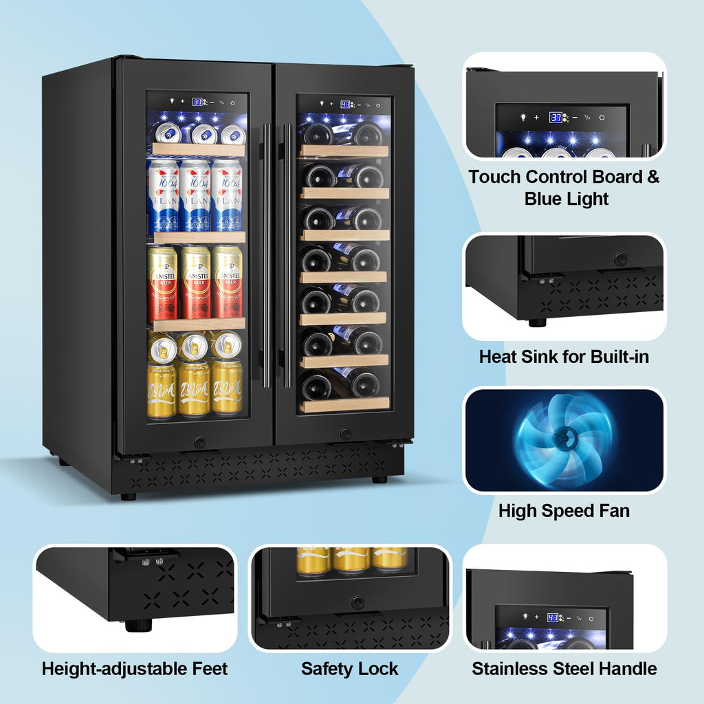 24 Inch Upgraded Dual Zone Wine and Beverage Refrigerator Cooler Jansha Store