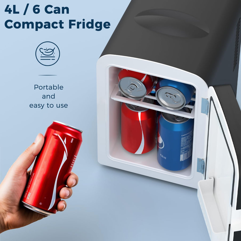 Antarctic Star Compact Refrigerator,Small Cooler for Cosmetics, Beverage and Food,Portable Mini Fridge,Skin Care 4L Capacity/6 Cans, for Bedroom, Car, Office & Dorm,White Jansha Store