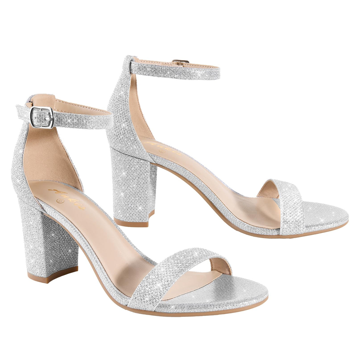 Chunky block heel detail on women's open toe ankle strap sandal