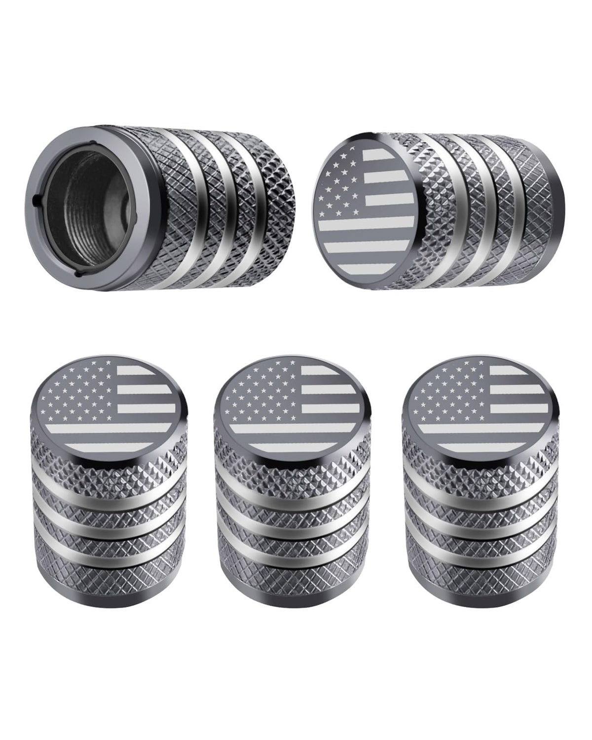 DECURCAR Tire Valve Stem Caps 5 Pack American Flag - Black Jansha Store