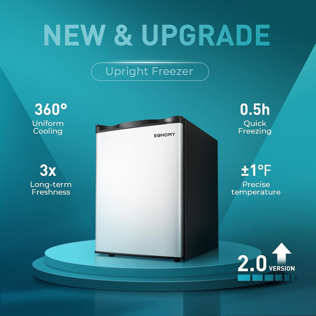 EUHOMY 2.1 Cu.ft Upright Freezer, Reversible Door Mini Freezer, Silver Jansha Store