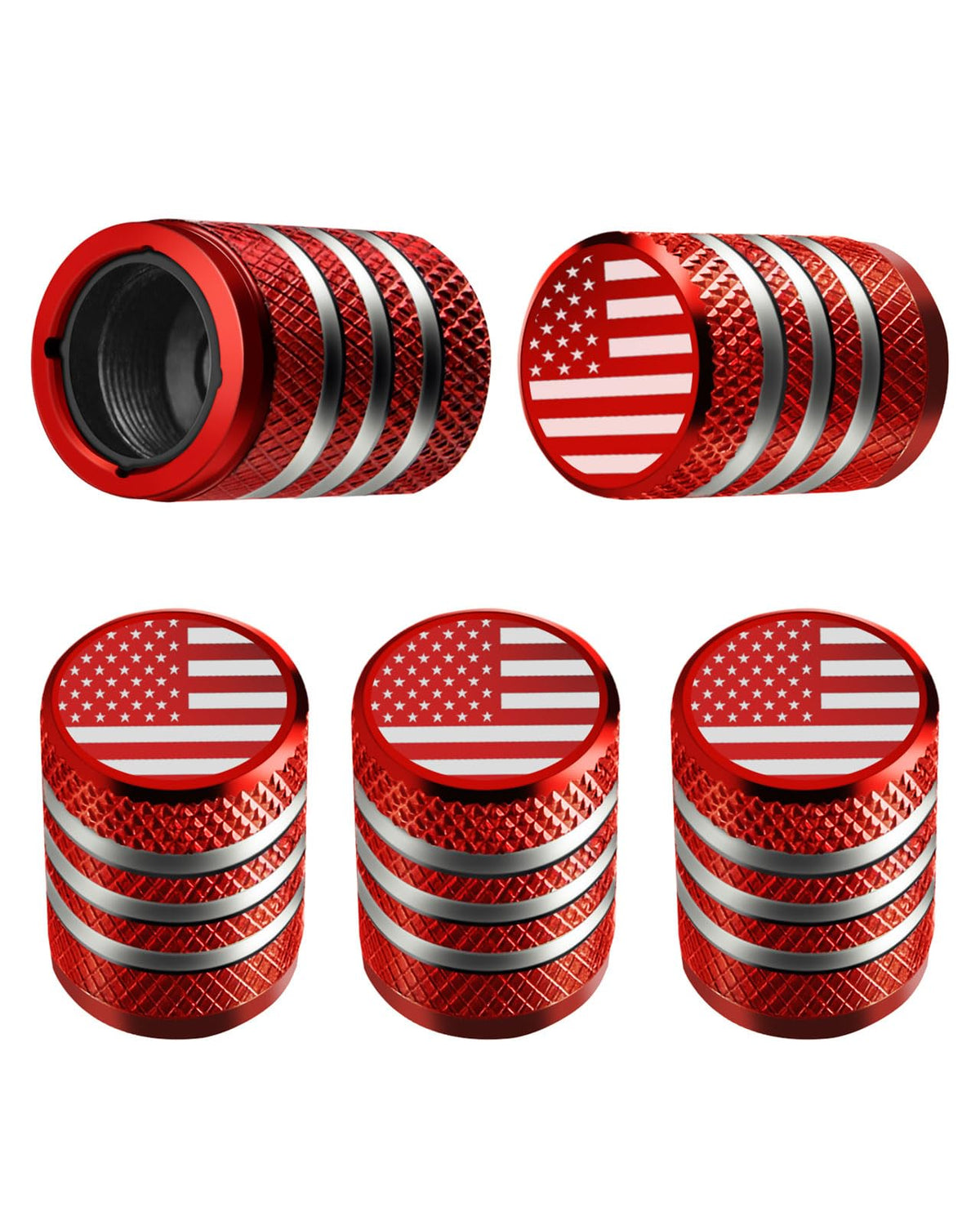 DECURCAR Tire Valve Stem Caps 5 Pack American Flag - Black Jansha Store
