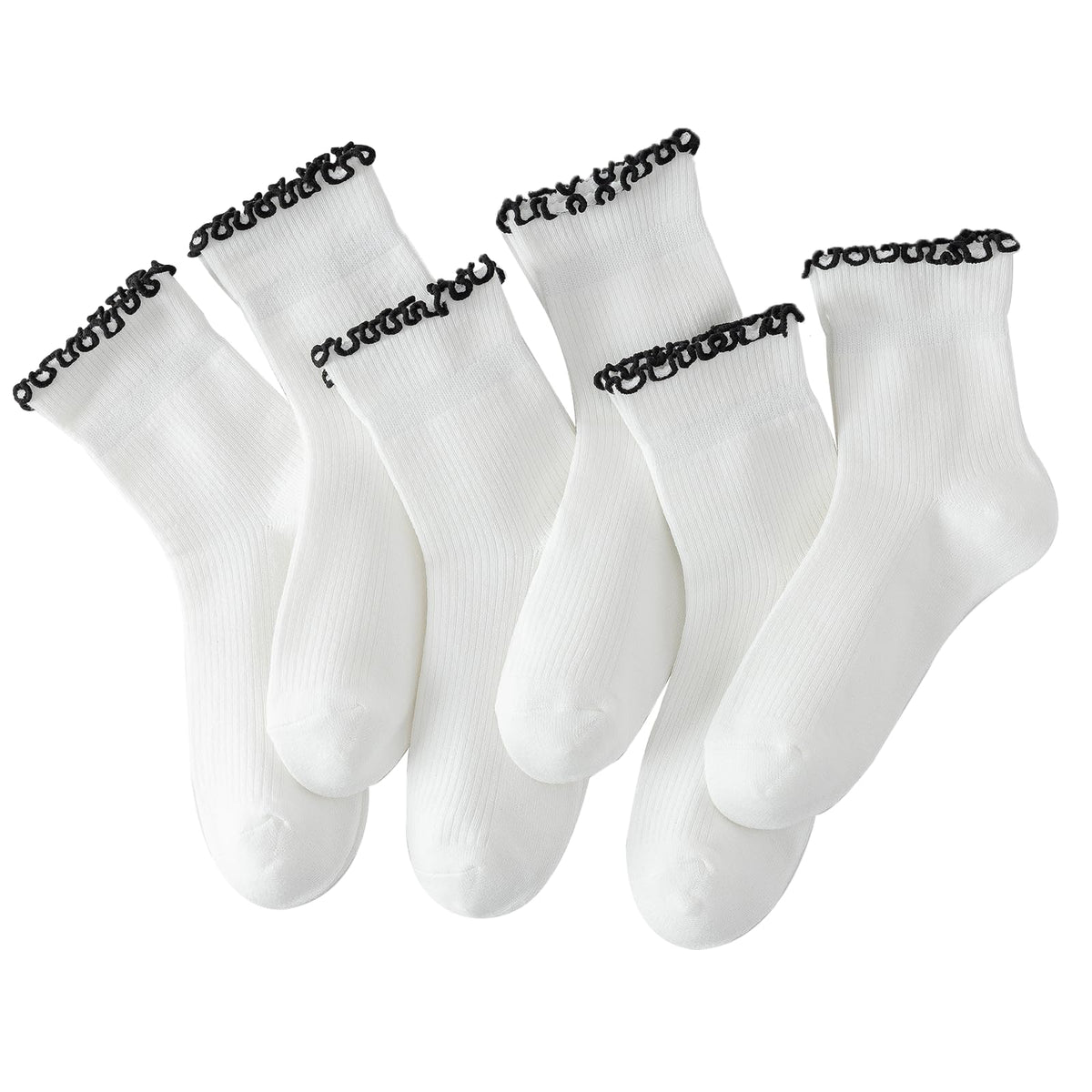 Hstyle 6 Pairs of Ruffle Socks Women, Cute Ruffle Ankle Socks Jansha Store