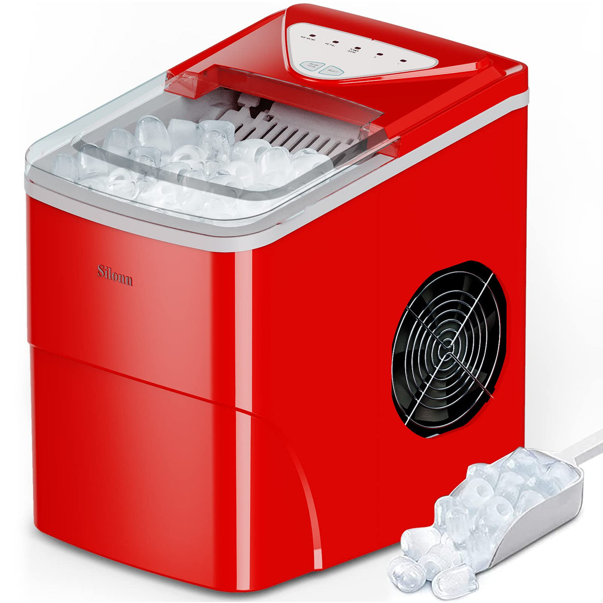 Silonn Ice Maker Countertop, 9 Cubes Ready in 6 Mins, 26lbs in 24Hrs, Self-Cleaning Ice Machine with Ice Scoop and Basket, 2 Sizes of Bullet Ice for Home Kitchen Office Bar Party Jansha Store
