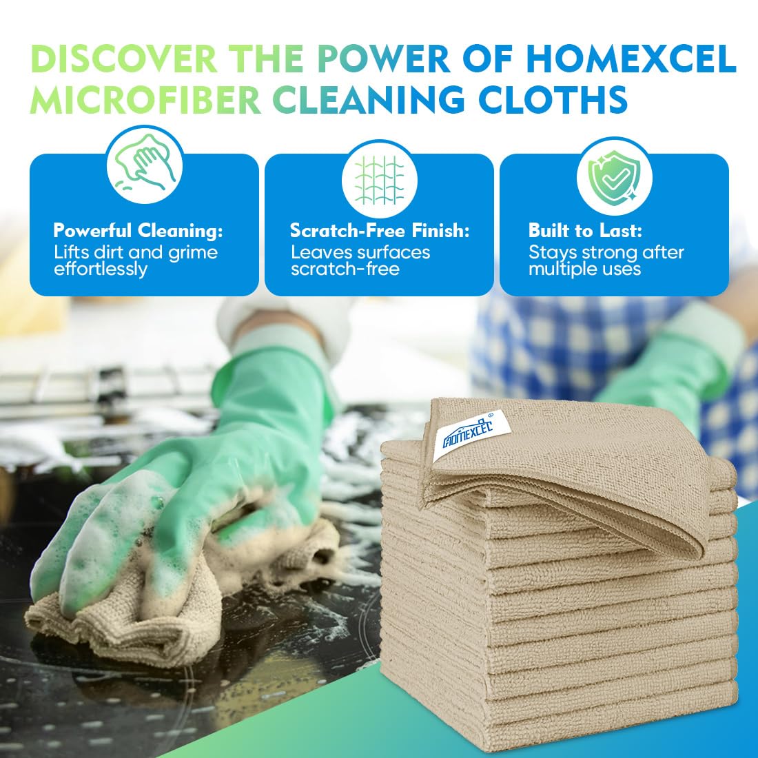 HOMEXCEL Microfiber Cleaning Cloth 12 Pack, 12.5 x 12.5 inch Microfiber Towels for Cars, Ultra Absorbent Washing Cloth, Lint Free Streak Free Cleaning Rags for Car, Kitchen, and Window (Grey) Jansha Store