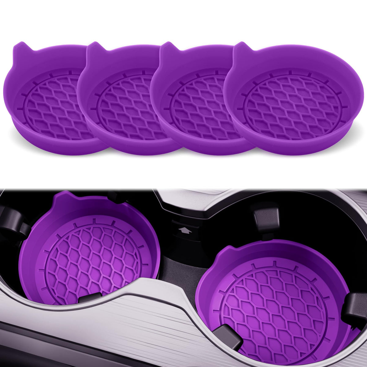 SINGARO Car Cup Holder Coaster, Silicone Cup Holder Insert, Universal Non-Slip Cup Holders, Car Accessories Interior for Women and Man Interior Sets 4 Pack Black Jansha Store