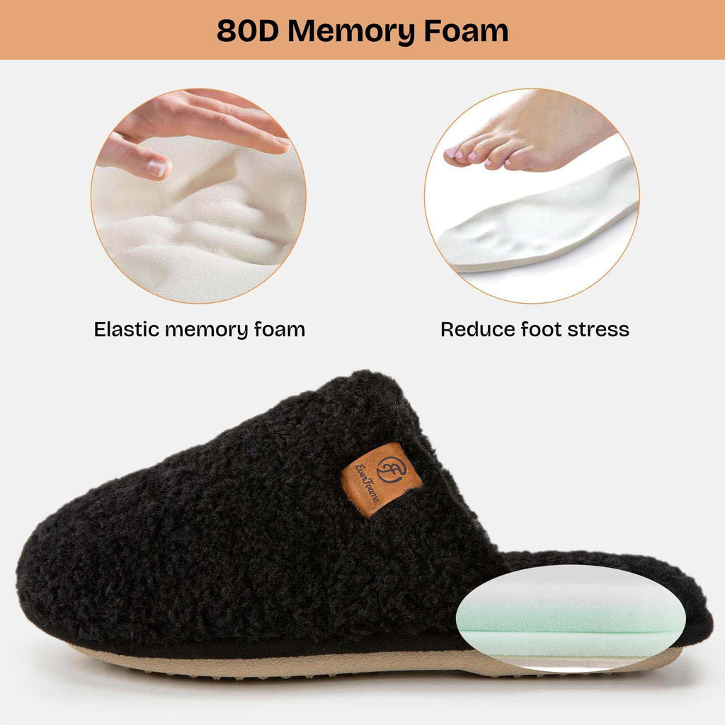 Women's cozy indoor house shoes shown at an angle highlighting plush upper
