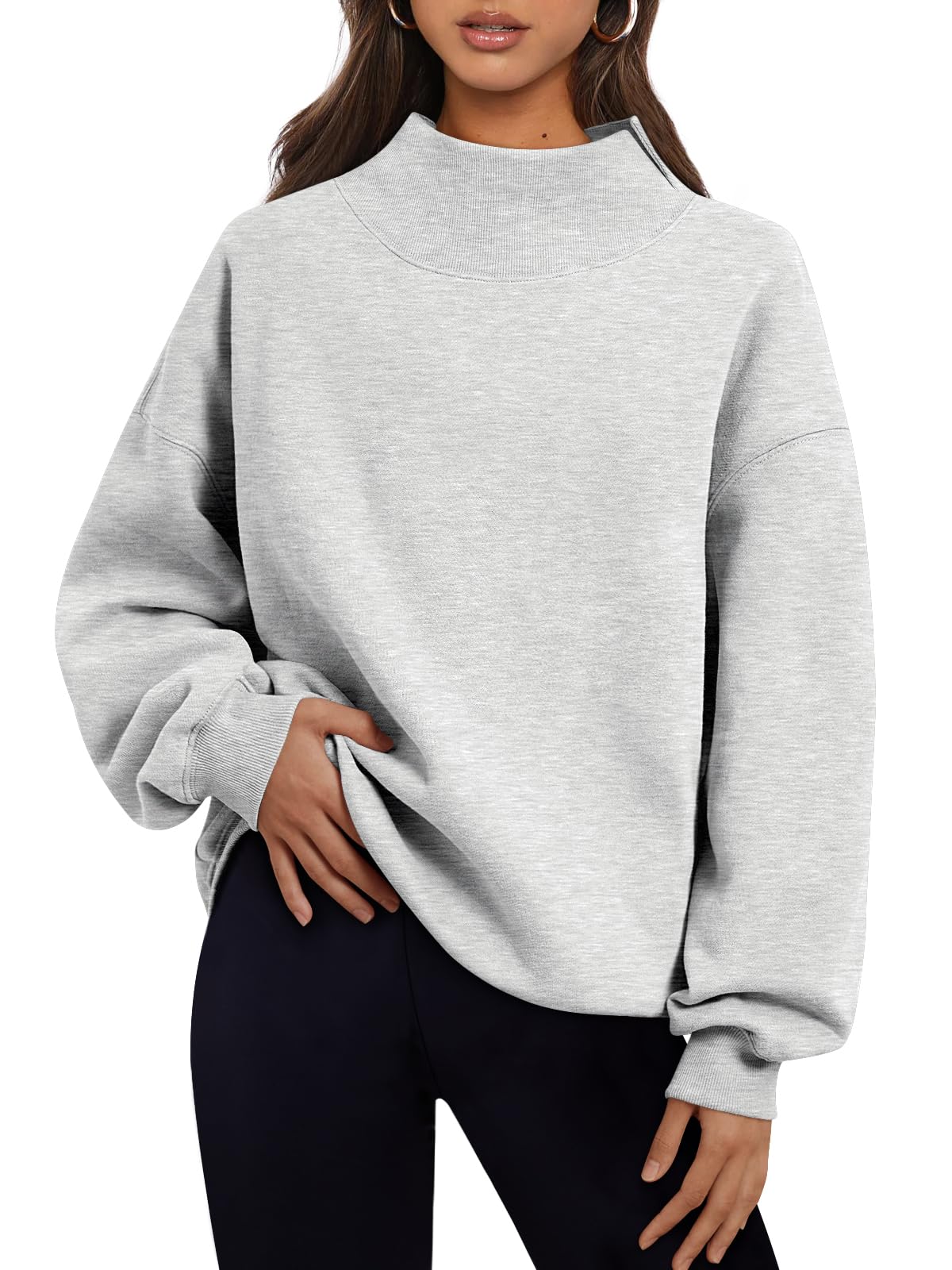 Trendy Queen Womens Mock Neck Sweatshirts Oversized Pullover Fall Outfits Jansha Store
