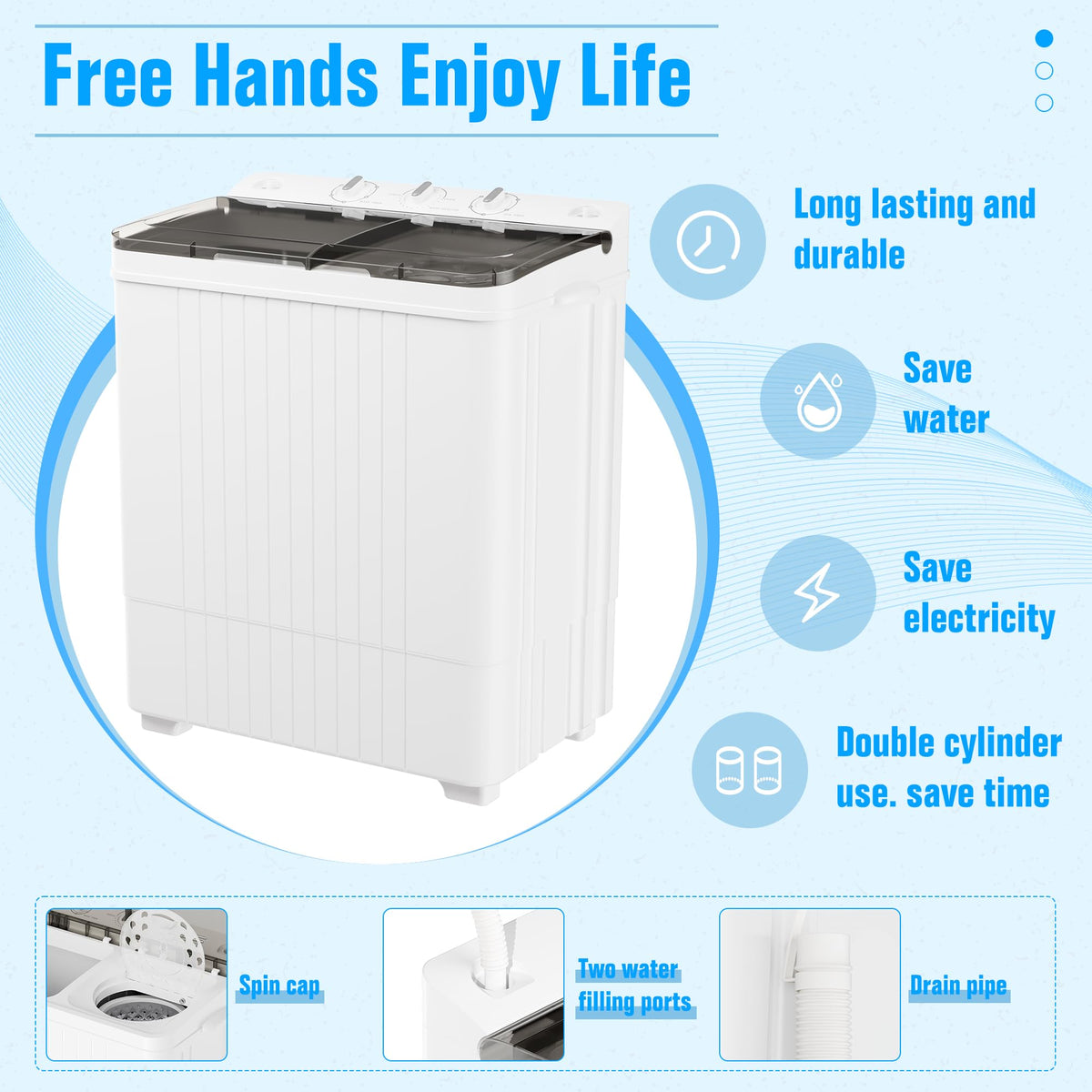 Superday Portable Washing Machine, 25.3lbs Mini Washing Machine and Spin Dryer Combo, Mini Twin Tub Laundry Machine for Camping, Apartments, Dorms, College Rooms, RV, Delicates, Grey Jansha Store