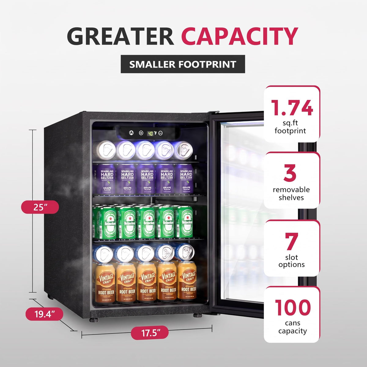 Icyglee 3.2 Cu.Ft Beverage Refrigerator Cooler, 126 Can Mini Fridge,Silver Jansha Store